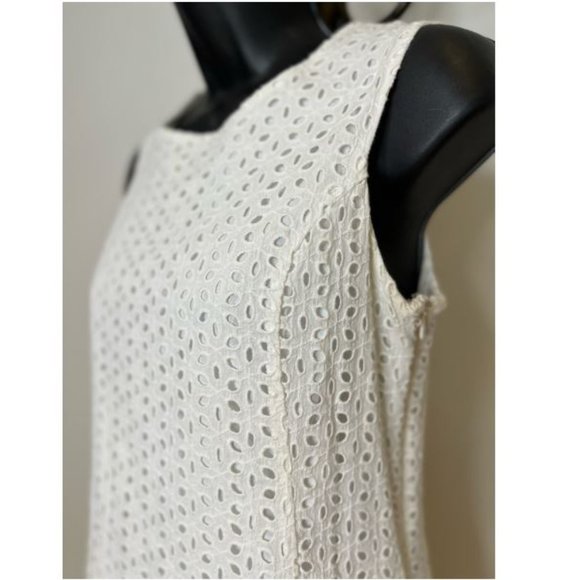 Alfred Sung Womens Lace Eyelet Shift Dress Sleeveless Knee Length Size 8 White - Picture 3 of 4